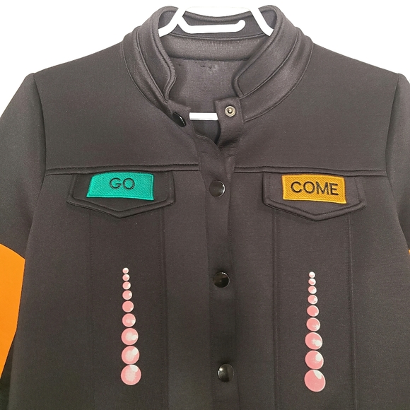 MAX MARTIN Graphic Come Go Black Bomber Jacket size medium - Picture 3 of 9